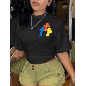 LW Plus Size Cross Print Patchwork T-shirt