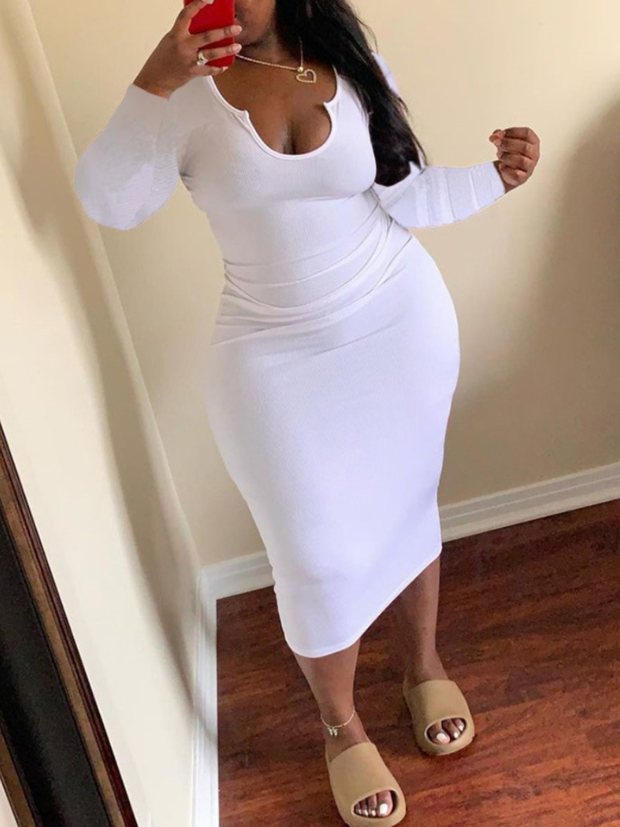 LW SXY U Neck Stretchy Bodycon Dress