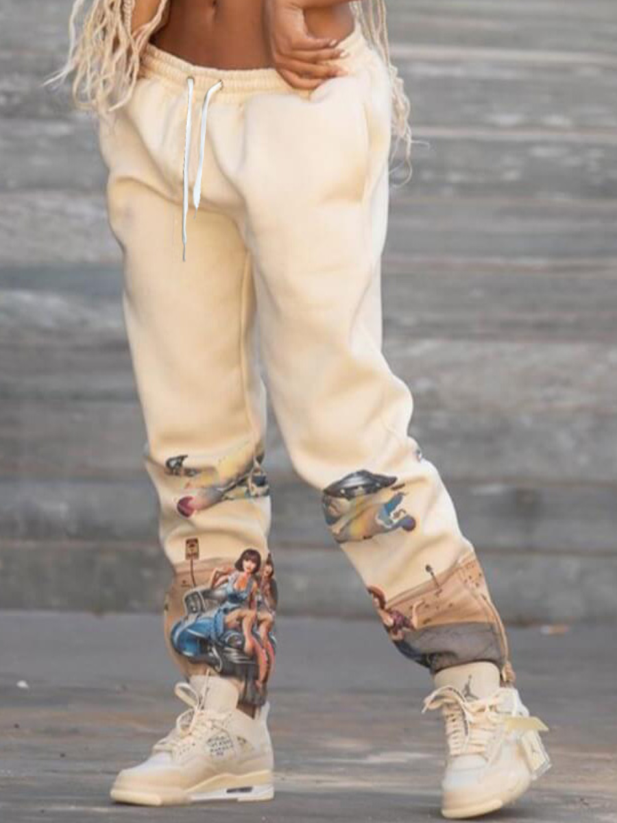 LovelyWholesale Mid Waist Mixed Print Sweatpants Spring|Fall Street Basic Spring Summer 2024