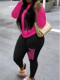 LW Plus Size Pink Letter Print Pants Set