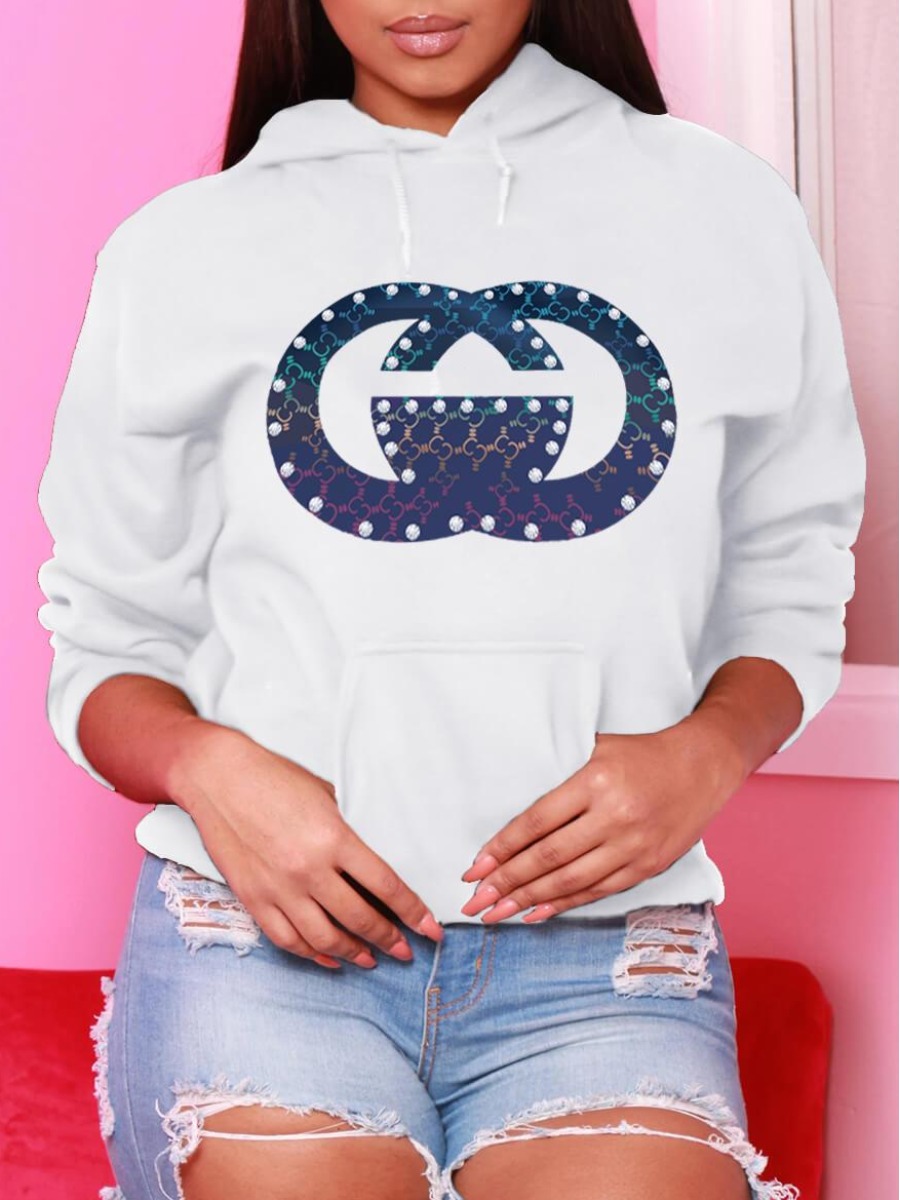 LW Geometric Print Kangaroo Pocket Hoodie