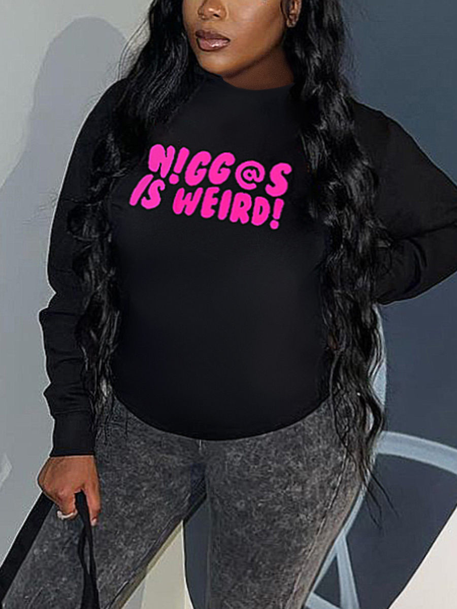 LW Plus Size Dropped Shoulder Letter Print Sweatshirt