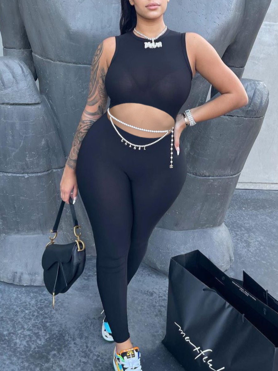 LW SXY Crop Top Cut Out Skinny Jumpsuit