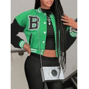 LW Letter Decor Striped Varsity Jacket