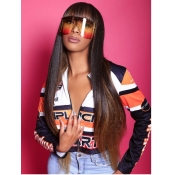 LW Street Letter Print Color-lump Jacket