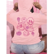 LW Cartoon Letter Print Hoodie