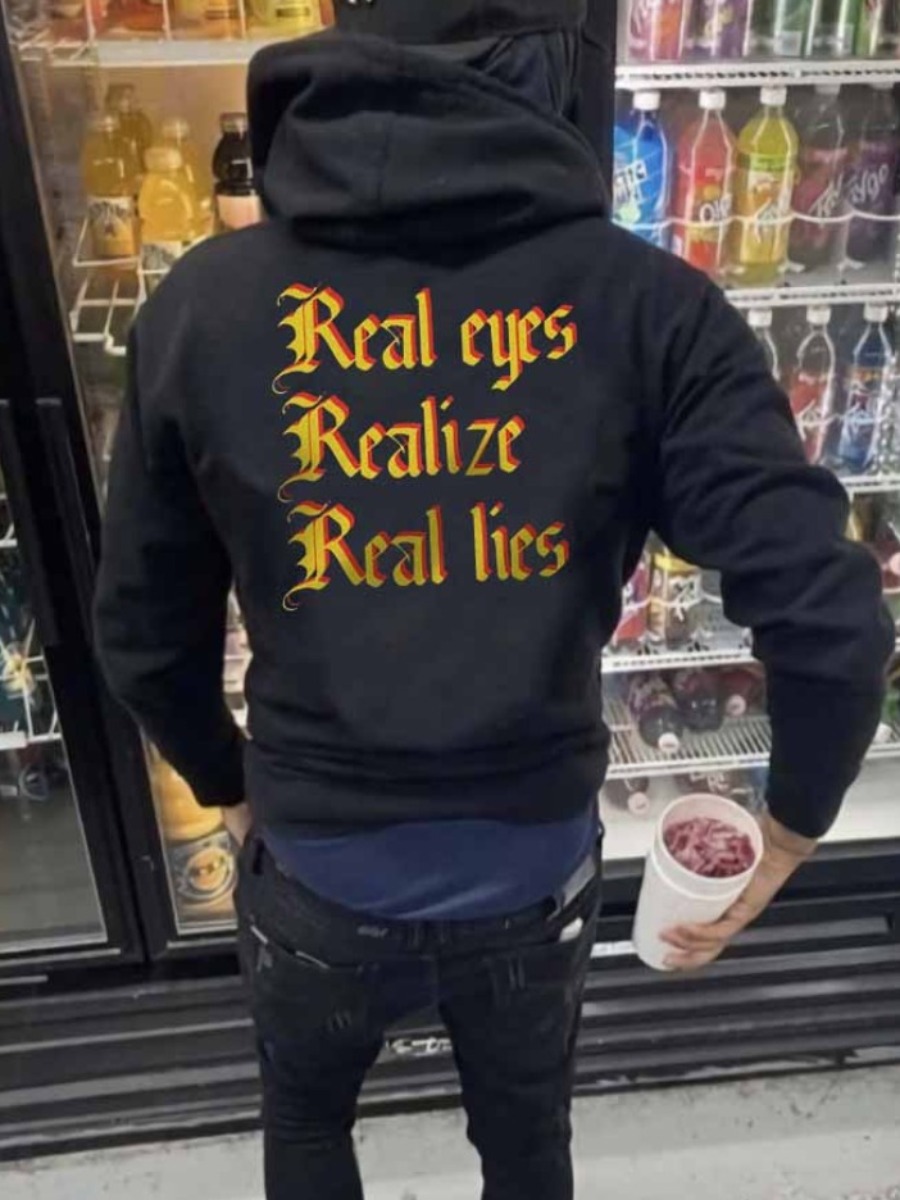 LW Men Letter Print Kangaroo Pocket Hoodie