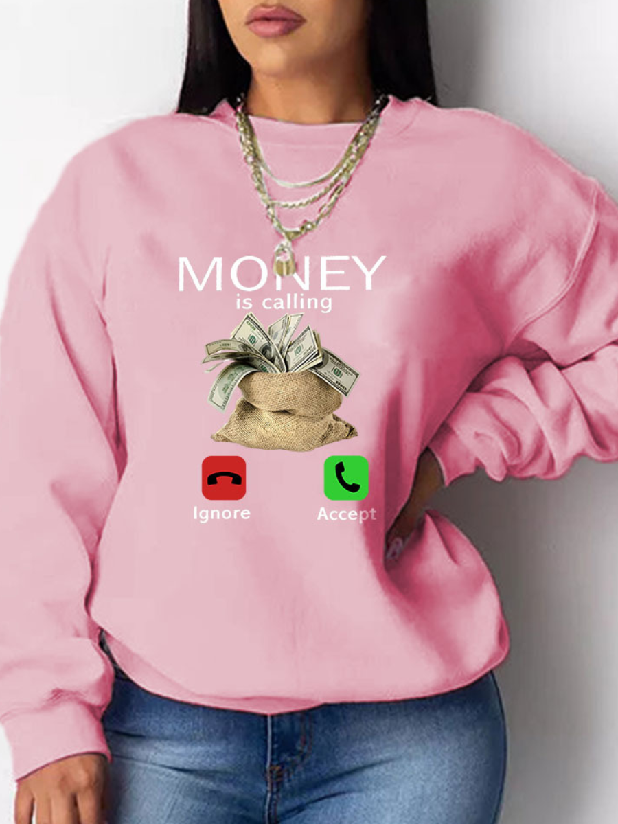 LW Money Letter Print Sweatshirt