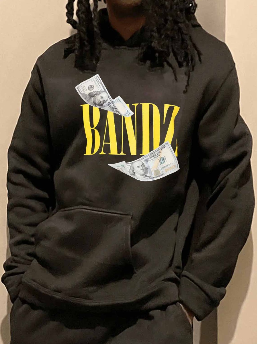 LW Men Money Letter Print Hoodie