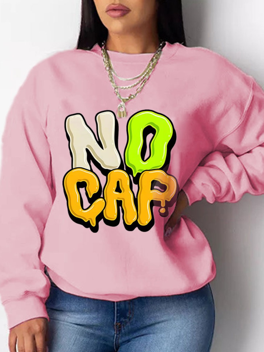 LW Plus Size No Cap Letter Print Sweatshirt