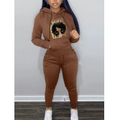 LW Figure Letter Print Kangaroo Pocket Tracksuit S