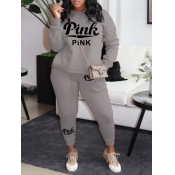 LW Plus Size Pink Letter Print Pants Set