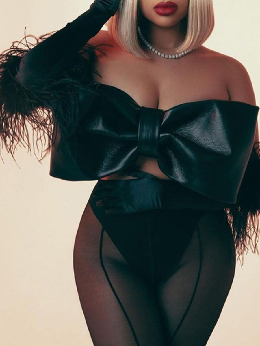 LW SXY Off The Shoulder Bow Tie Decor Camisole