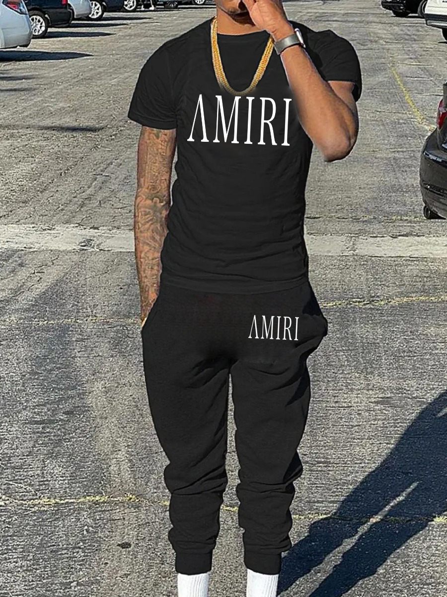 LW Men Letter Print Drawstring Pants Set