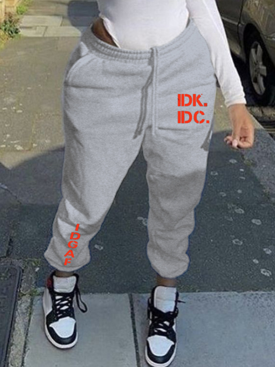 LW Mid Waist Letter Print Drawstring Sweatpants