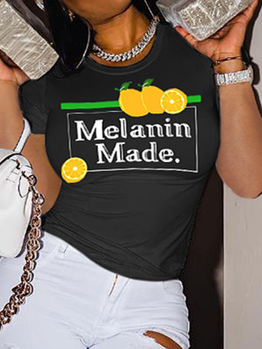 LW Plus Size Lemon Letter Print T-shirt