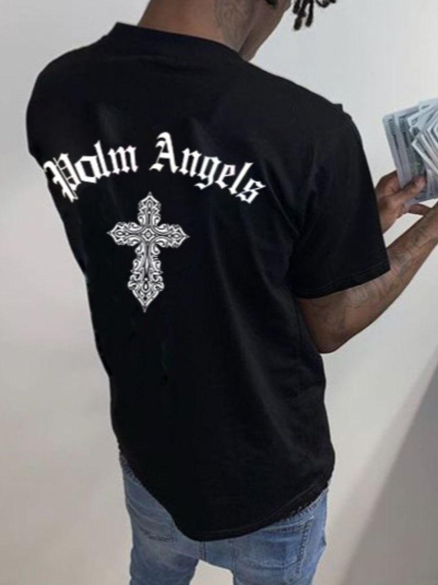 LW Men Cross Letter Print T-shirt