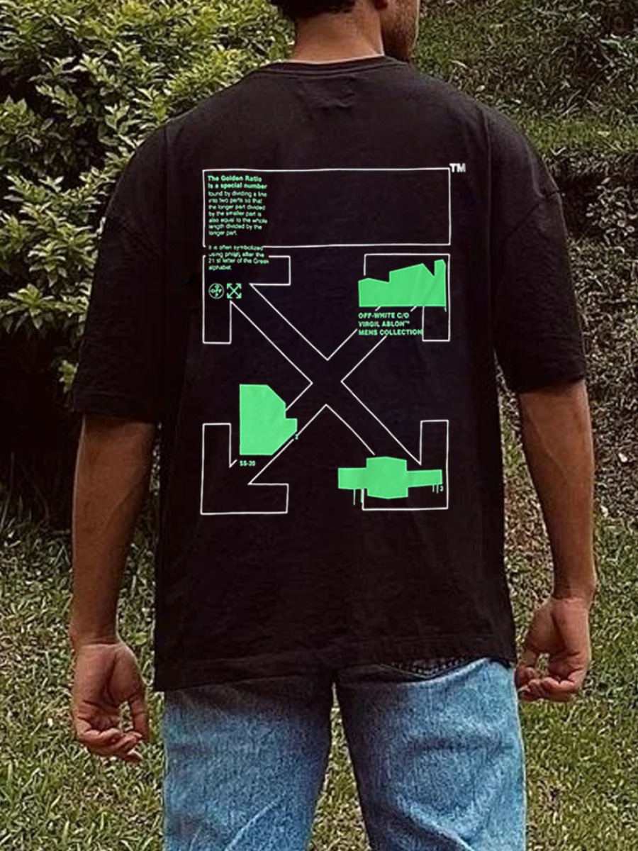 LW Men Geometric Letter 3D Print T-shirt