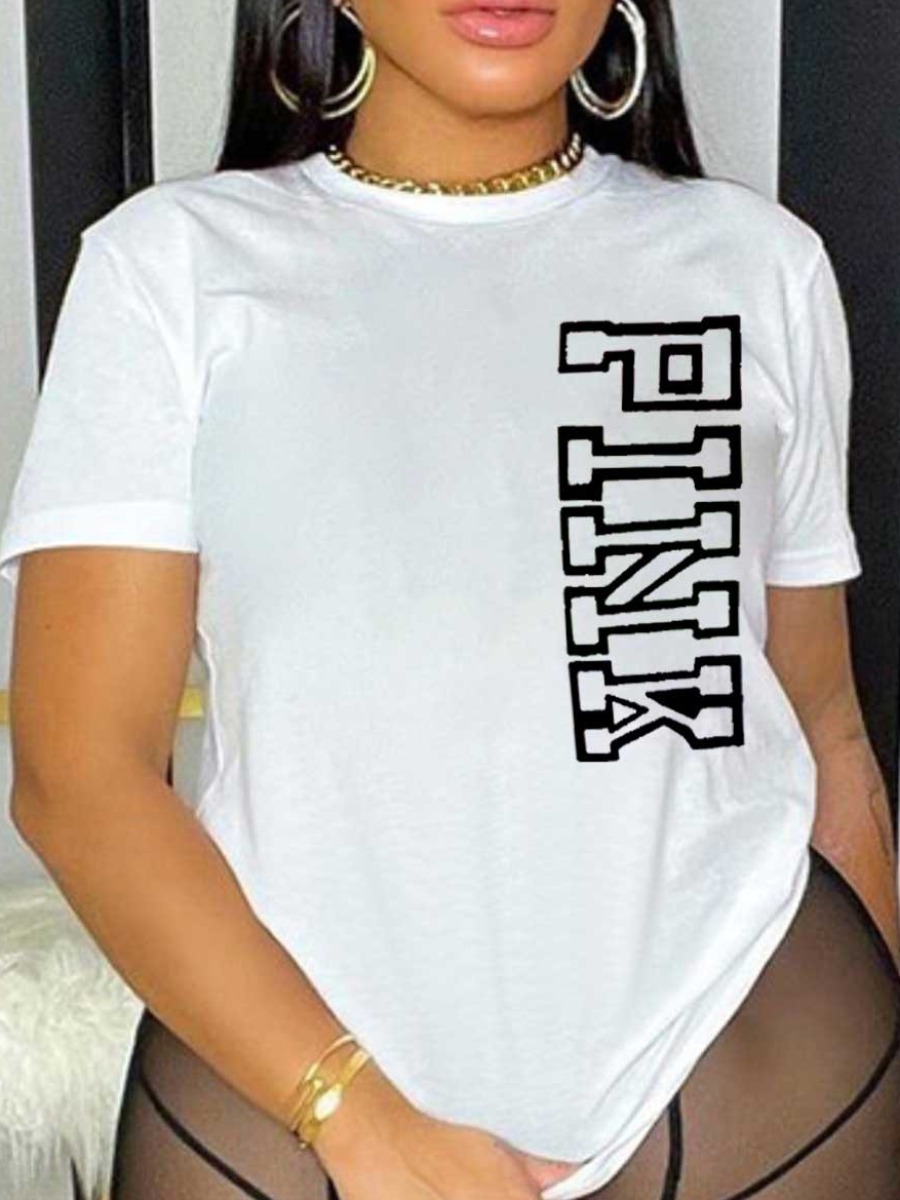 LW Pink Letter Print T-shirt