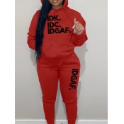 LW Plus Size Letter Print Kangaroo Pocket Tracksui