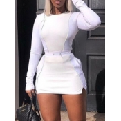 LW Patchwork Slit Skinny Skirt Set