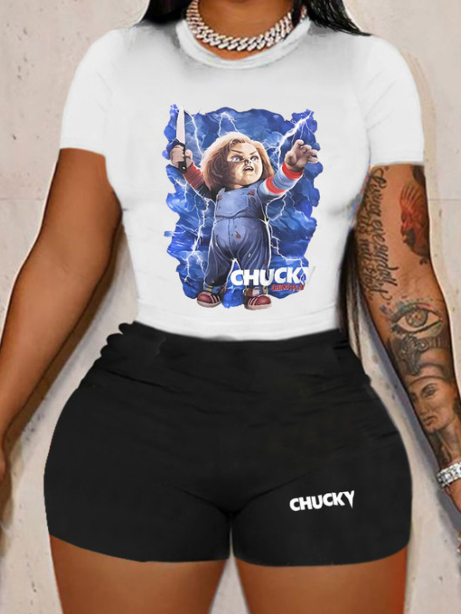 LW Figure Chucky Letter Print Shorts Set