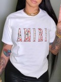 LW Round Neck Letter Print T-shirt