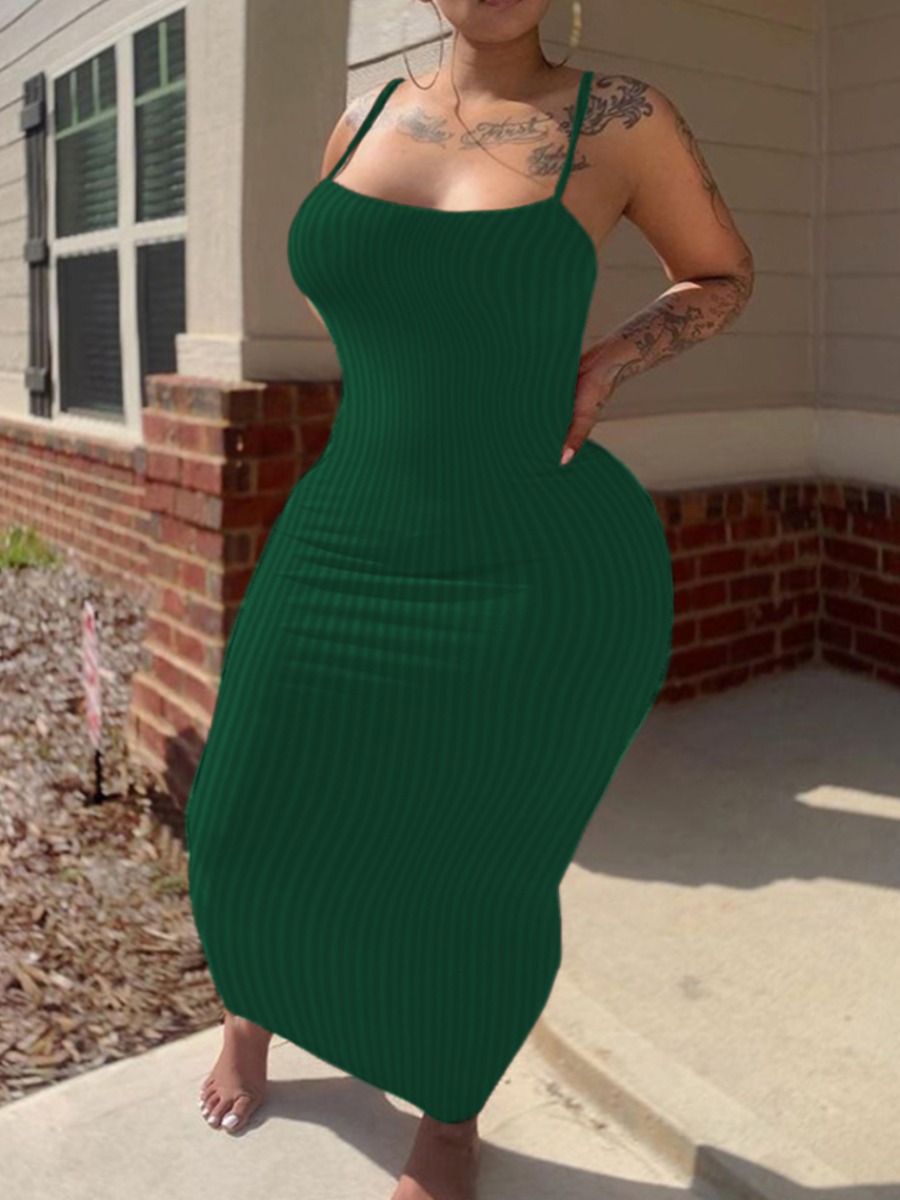 LW BASICS Plus Size Rib Knit Bodycon Cami Dress