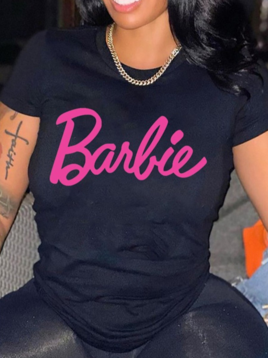 LW Plus Size Barbie Letter Print T-shirt