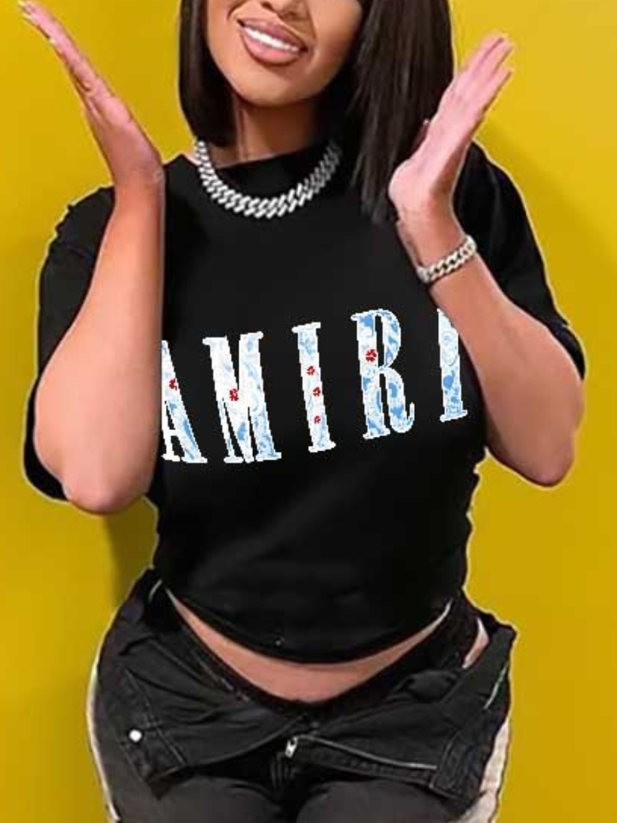 LW Plus Size Letter Print Regular Fit T-shirt