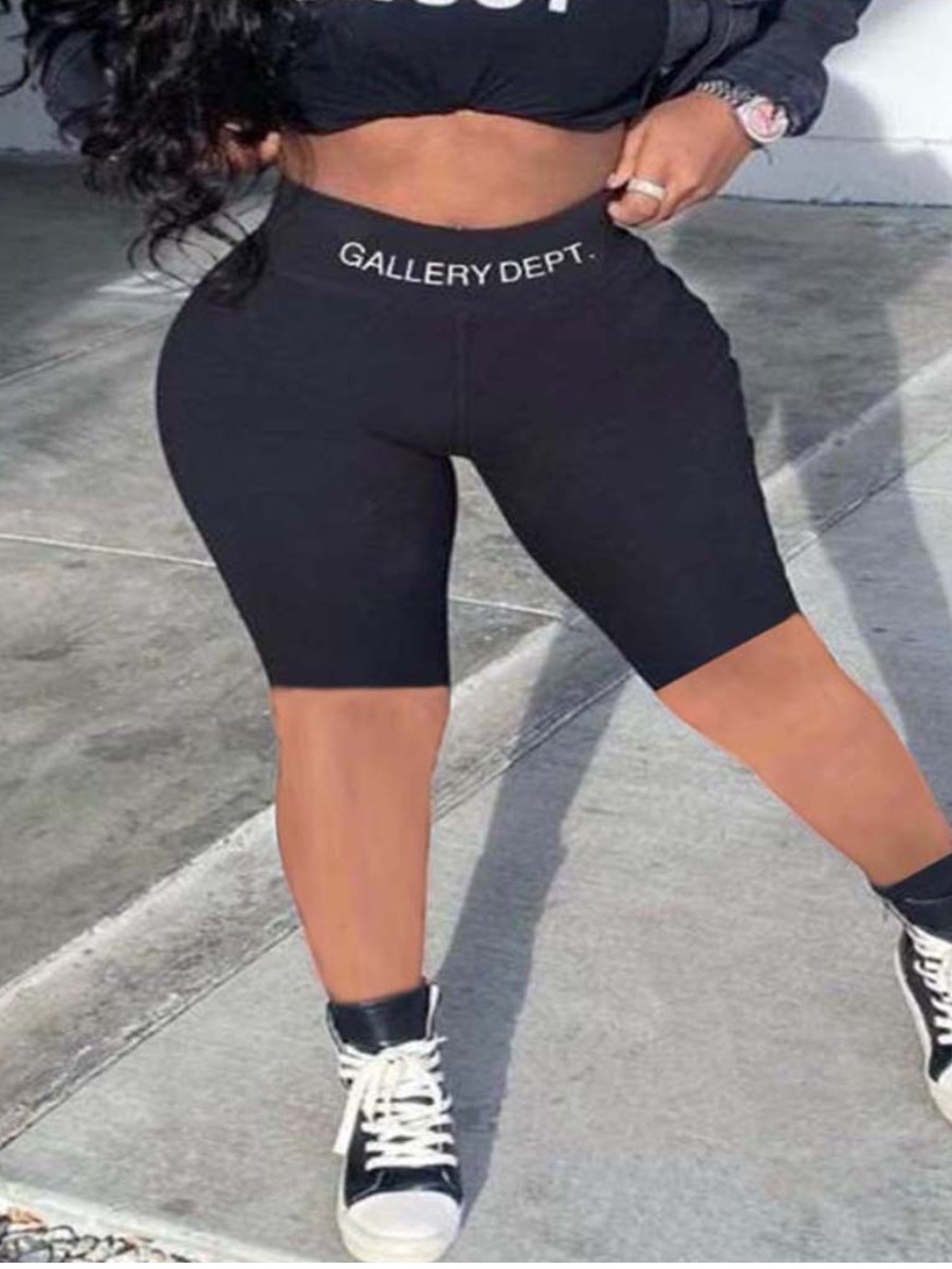 LW Plus Size Letter Print High Stretchy Shorts