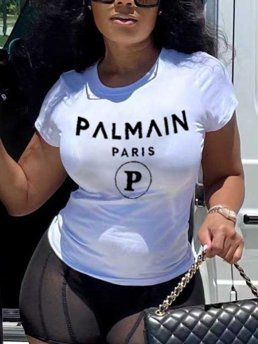 LW Plus Size Geometric Letter Print T-shirt