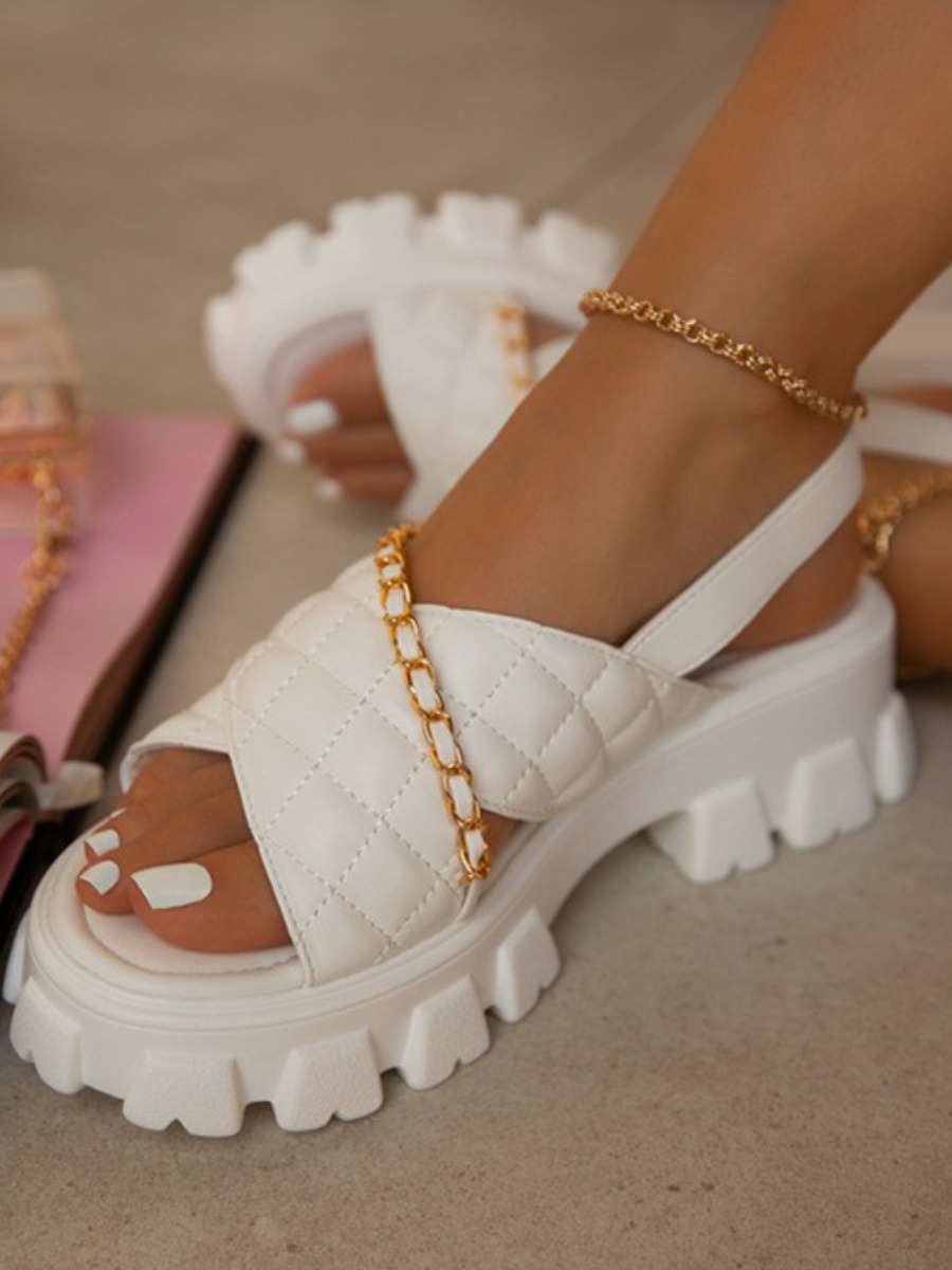 LW Chain Decor Slingback Sandals