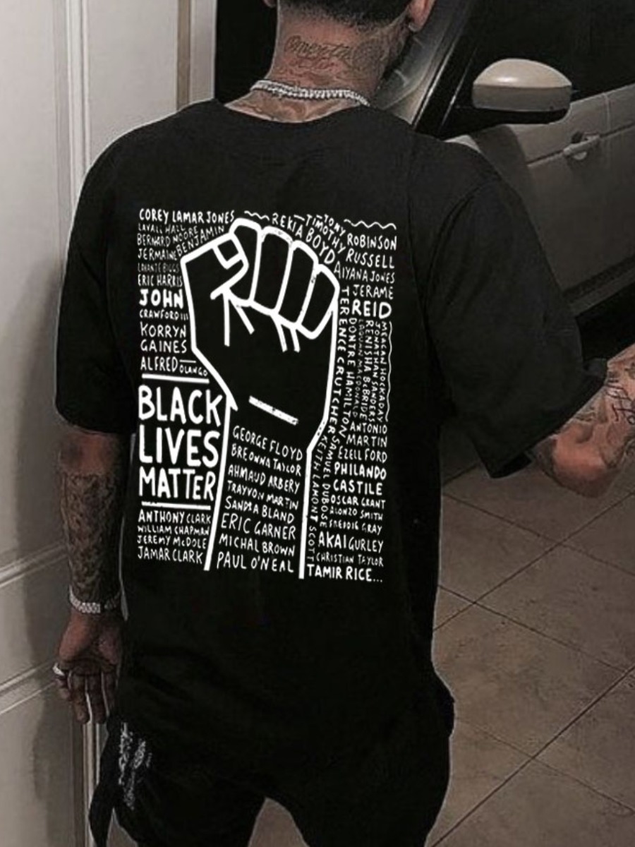 LW BASICS Men Black Lives Matter Palm Print T-shir