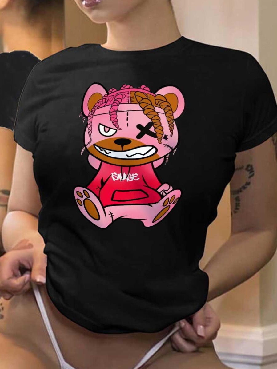LW Cartoon Print Patchwork T-shirt
