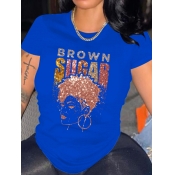 LW Plus Size Rhinestone Brown Sugar Decor T-shirt
