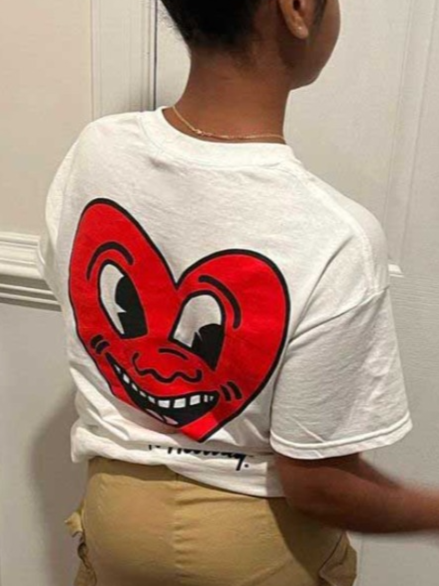 LW Cartoon Heart Print T-shirt