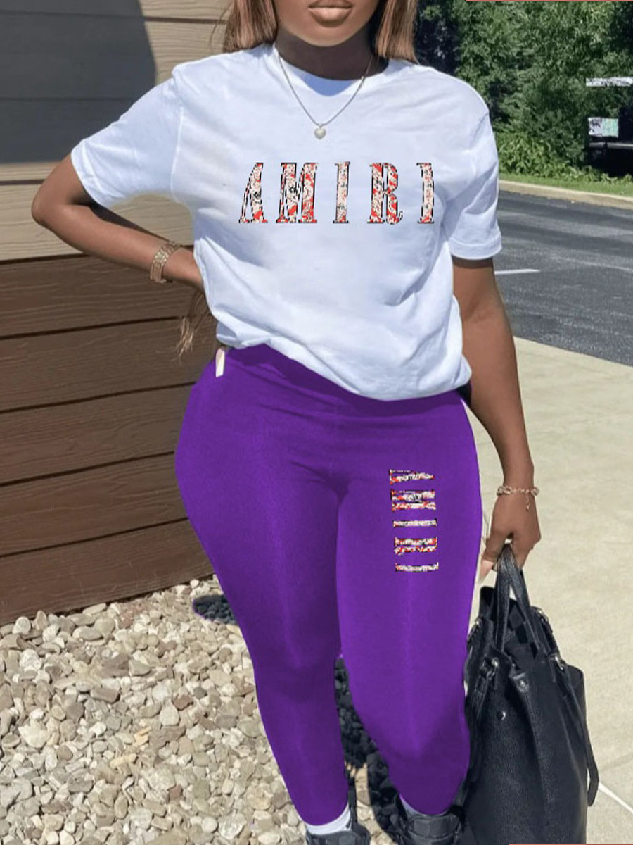 LW Plus Size Letter Print Skinny Pants Set