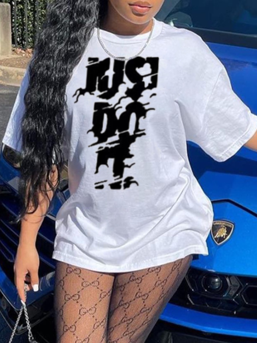 LW Plus Size Just Do It Letter Print T-shirt Dress