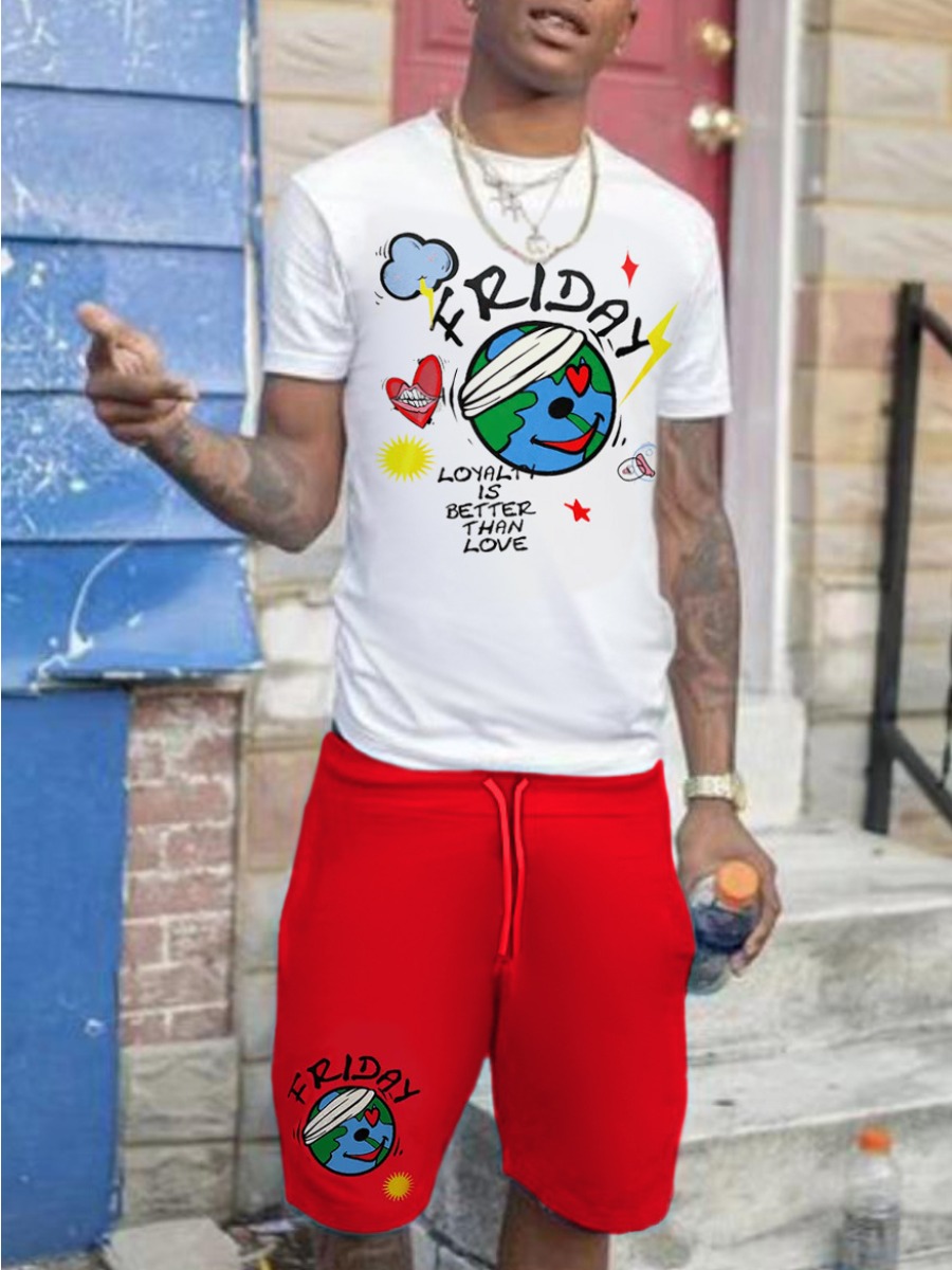 LW Men Loyalty Is Better Than Love Print Shorts Set