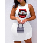 LW Plus Size Money Lip Print Bodycon Dress
