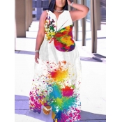 LW Plus Size Splash Ink Butterfly Print Pocket Des