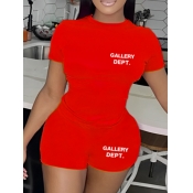 LW Plus Size Letter Print Skinny Shorts Set