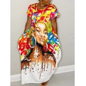 LW Plus Size Graffiti Figure Print Pocket Design D