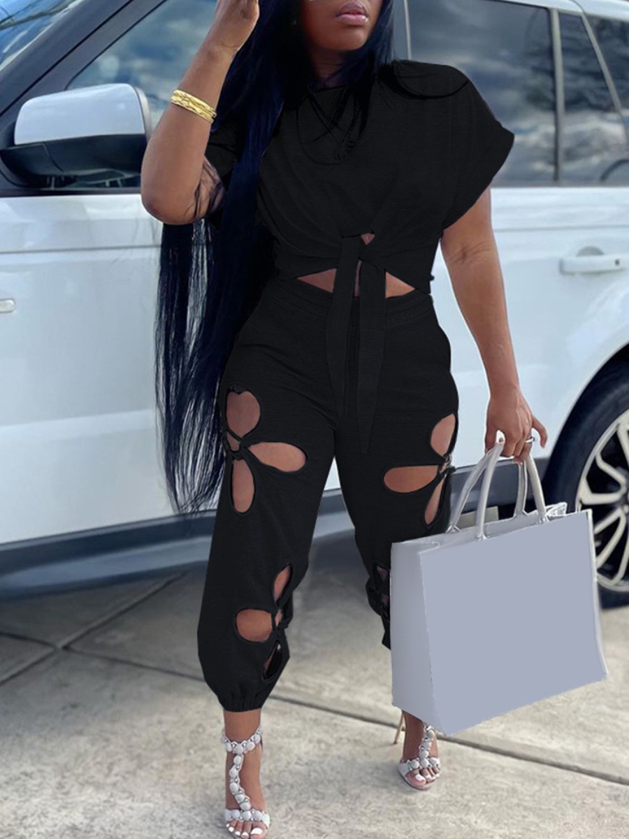 LW Plus Size Bandage Design Cut Out Pants Set