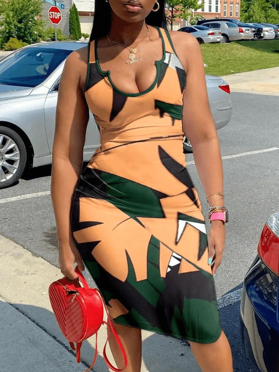 LW Plus Size Geometric Print Bodycon Cami Dress