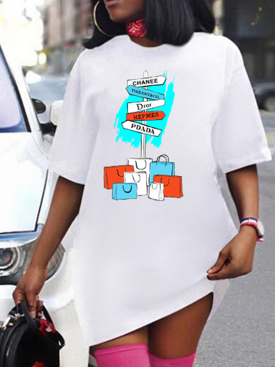 LW Letter Print Patchwork T-shirt Dress