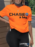LW BASICS Plus Size Chase A Bag Letter Print Shorts Set