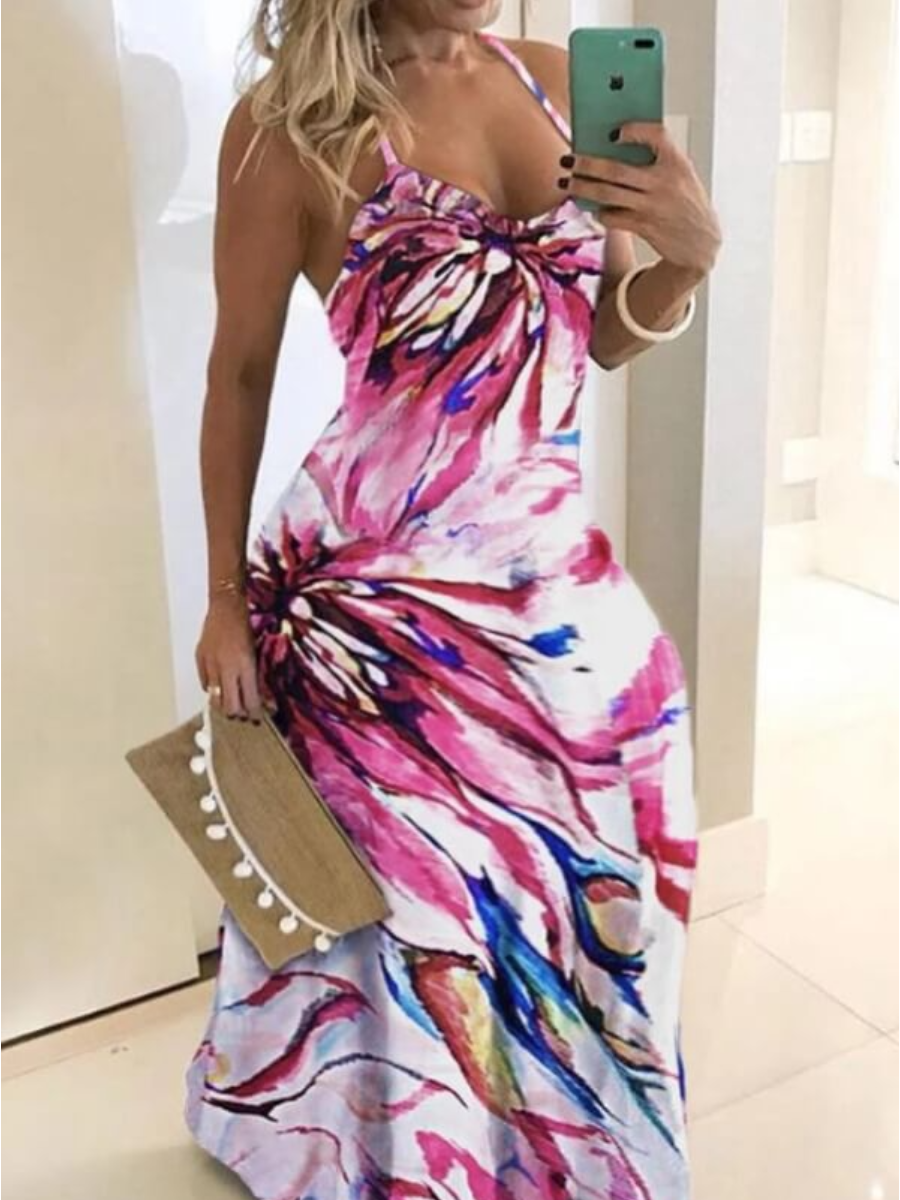 LW Plus Size Trendy Tie-dye Multicolor Maxi Dress