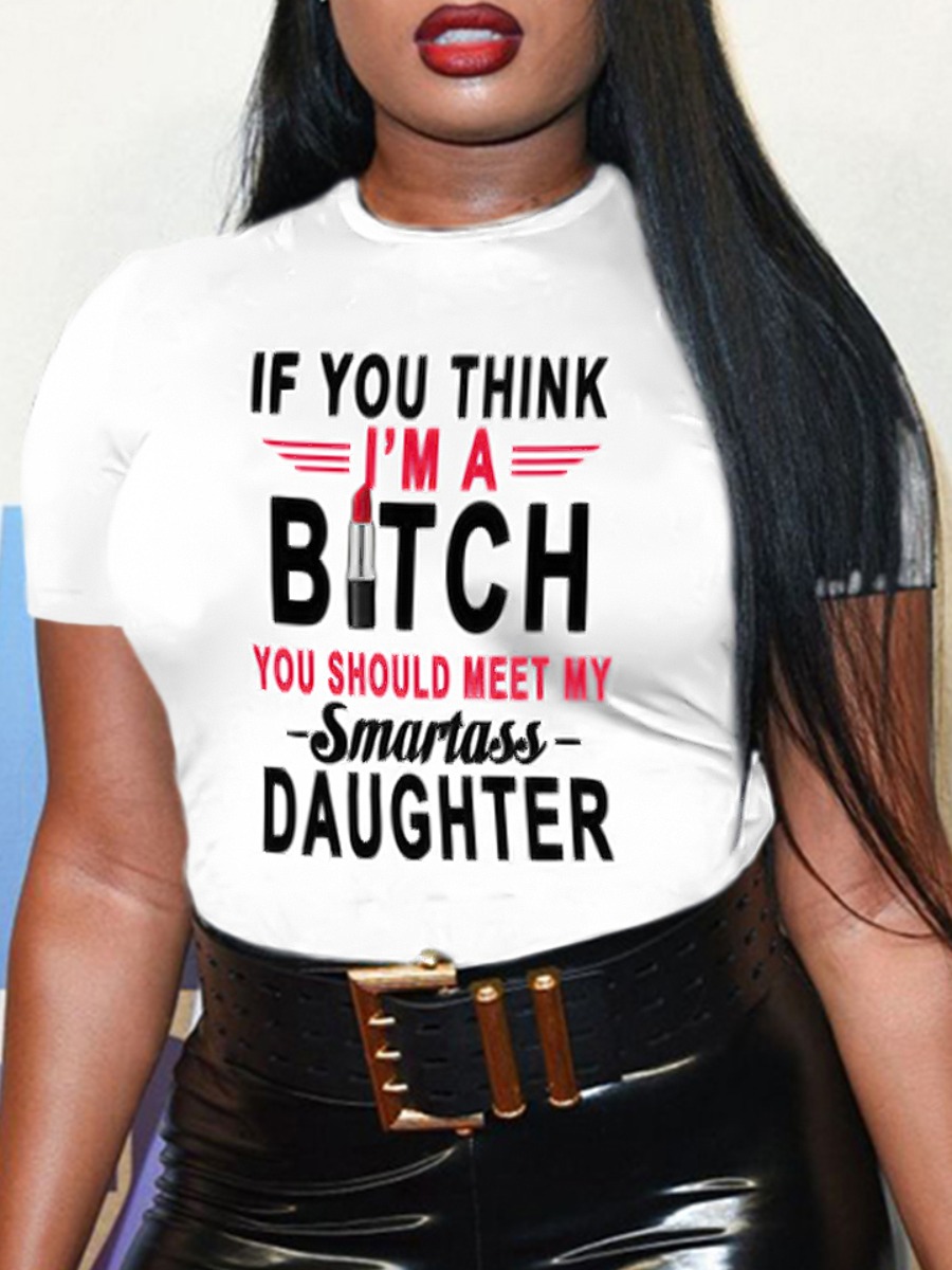 LW Plus Size Letter Print Regular Fit T-shirt